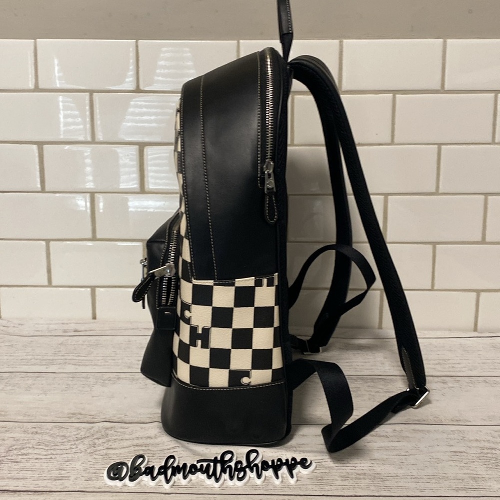 *NEW Coach West Backpack with Black and White Checkerboard Print - Picture 5 of 14